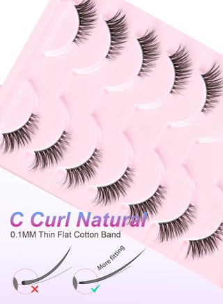 Half Lashes With Clear Band Cat-Eye Eyelashes Fluffy Wispy False Eyelashes Natural Look Handmade Soft Diy Cluster Lashes Pack 7 Pairs - view 4