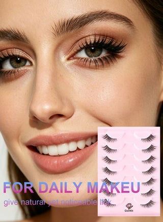 Half Lashes With Clear Band Cat-Eye Eyelashes Fluffy Wispy False Eyelashes Natural Look Handmade Soft Diy Cluster Lashes Pack 7 Pairs - view 3