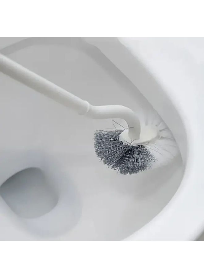 Gray Ergonomic Toilet Brush C Type Head Long Handle Deep Groove Cleaning Multi Use Reusable Portable - Image 2