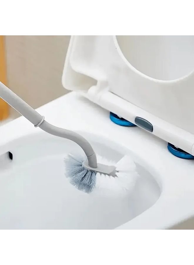 Gray Ergonomic Toilet Brush C Type Head Long Handle Deep Groove Cleaning Multi Use Reusable Portable - Image 4