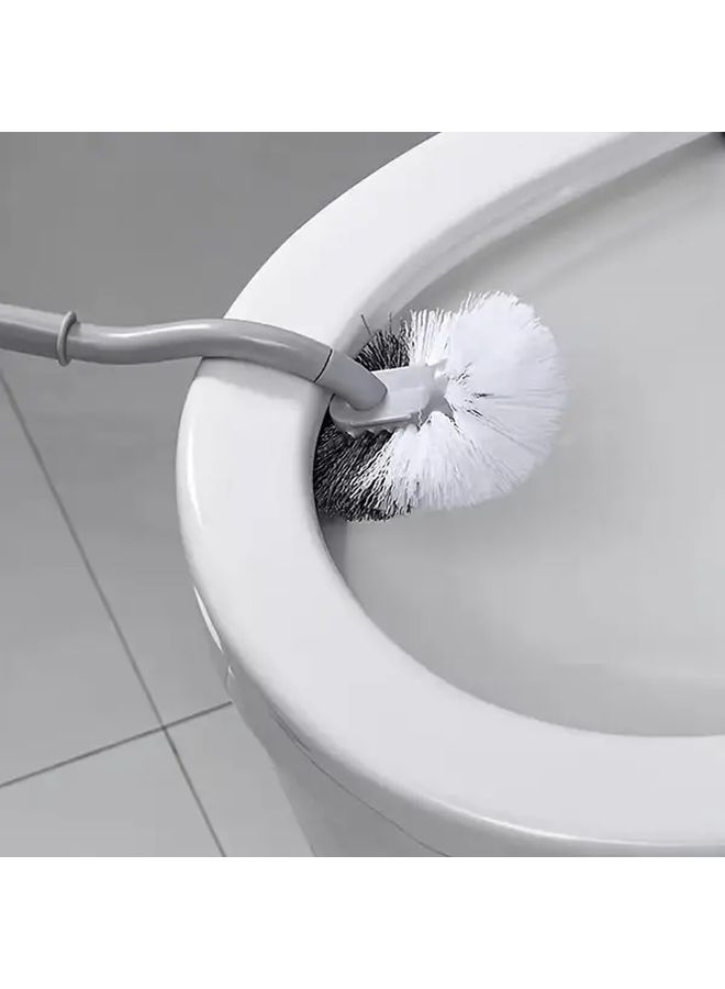 Gray Ergonomic Toilet Brush C Type Head Long Handle Deep Groove Cleaning Multi Use Reusable Portable - Image 3