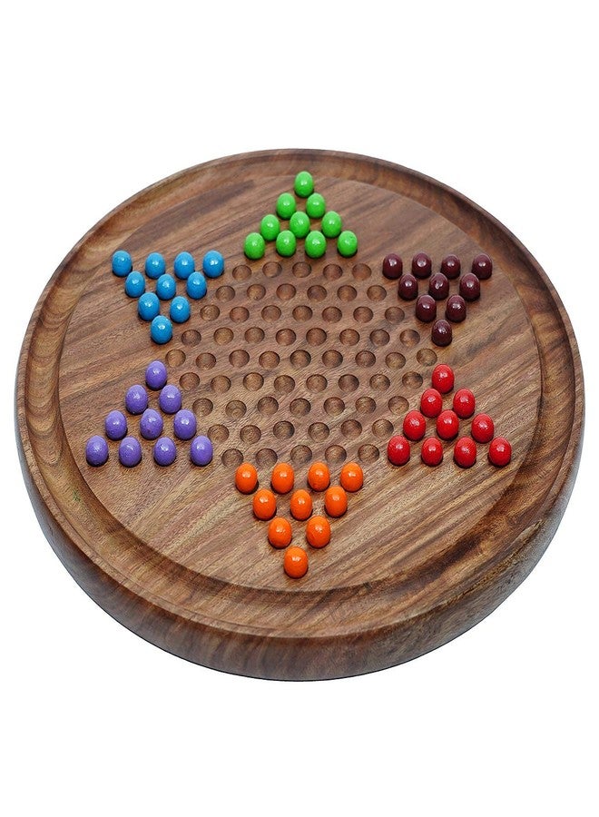 Toolart Chinese Checkers Game Set with 12-inch Wooden Board and Traditional Pegs - Image 2