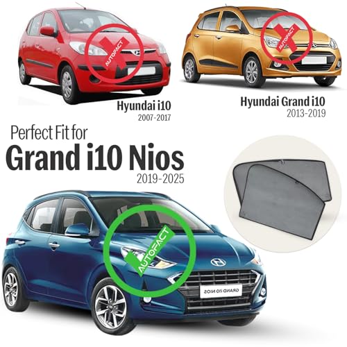 Autofact Car Sunshades for Hyundai Grand I10 Nios (2019 to 2025), UV Protection, Useful Car Accessories, Custom fit Sun Shades for Side Windows, Set of 4 - Image 2