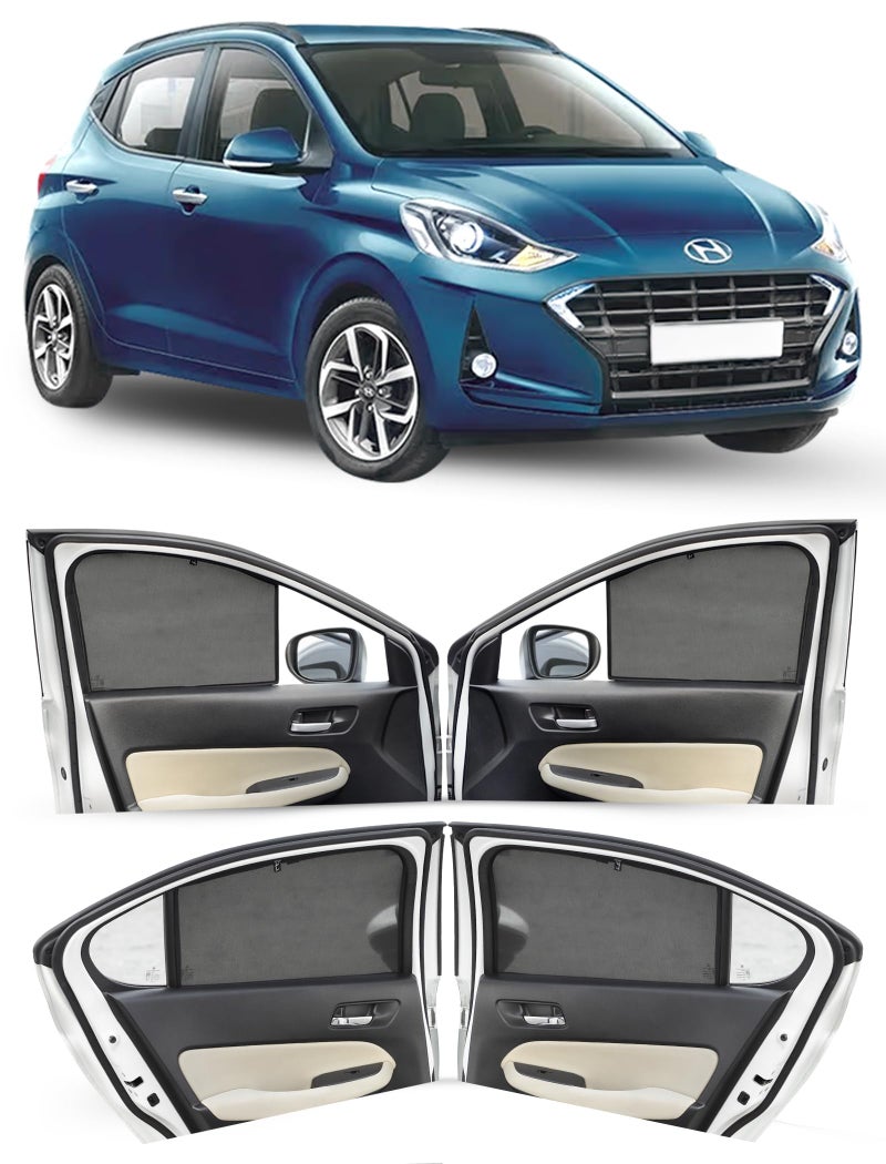 Autofact Car Sunshades for Hyundai Grand I10 Nios (2019 to 2025), UV Protection, Useful Car Accessories, Custom fit Sun Shades for Side Windows, Set of 4 - Image 1