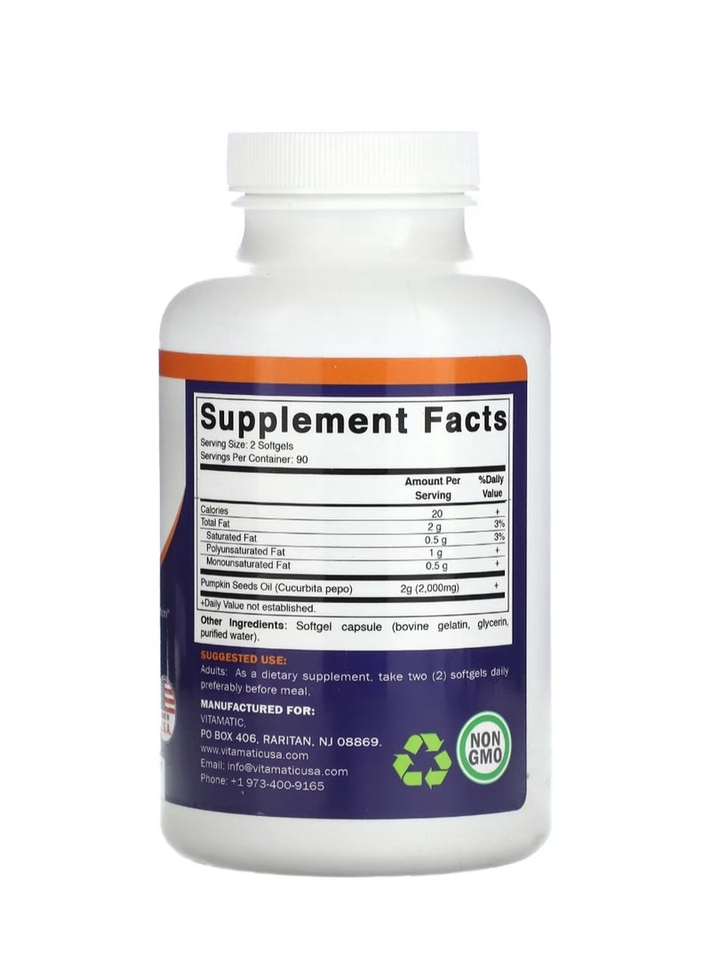 Vitamatic Pumpkin Seed Oil 2000 mg 180 Softgels (1000 mg per Softgel) - Image 2