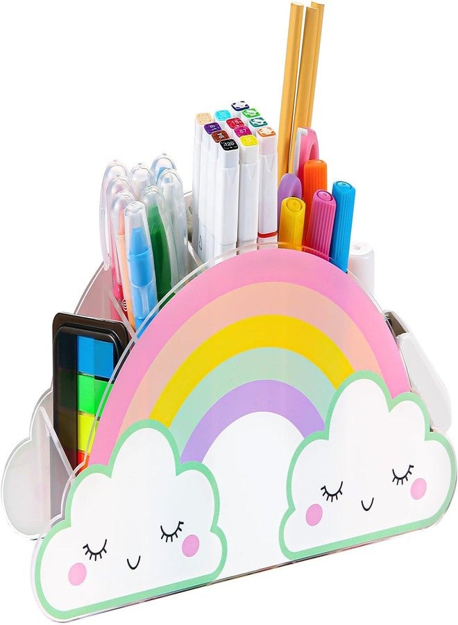 Tobeelec Rainbow Pencil Holder for Desk, Acrylic Pen Holder Rainbow Supply Caddy for Home Classroom Homeschool Office Desktop Storage Art Stationery Supplies Organizer Back to School, Birthday Gifts for Kids - Image 1