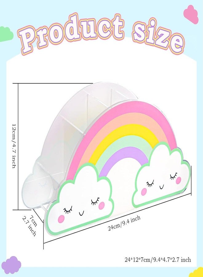 Tobeelec Rainbow Pencil Holder for Desk, Acrylic Pen Holder Rainbow Supply Caddy for Home Classroom Homeschool Office Desktop Storage Art Stationery Supplies Organizer Back to School, Birthday Gifts for Kids - Image 2