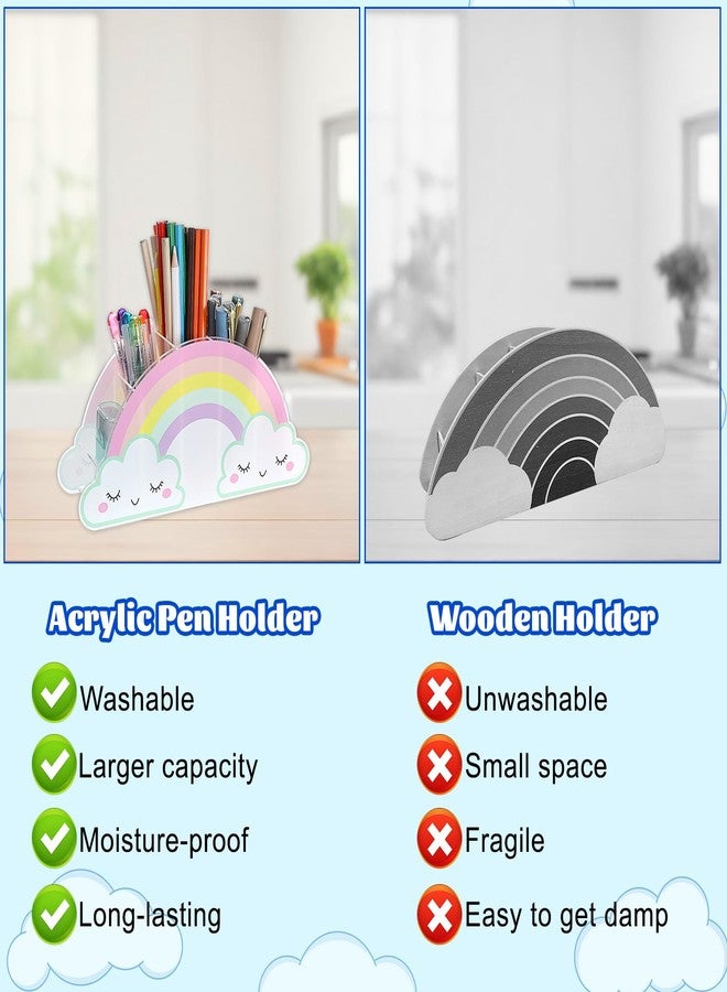 Tobeelec Rainbow Pencil Holder for Desk, Acrylic Pen Holder Rainbow Supply Caddy for Home Classroom Homeschool Office Desktop Storage Art Stationery Supplies Organizer Back to School, Birthday Gifts for Kids - Image 5