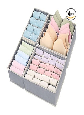 4 Pack Foldable Underwear and Bras Drawer Organizers, Fabric Closet Dresser Drawers Organizers Dividers, Clothing Storage Organizers Box for Lingerie, Panties, Socks, Briefs,Ties, Gray - pzsku/ZE77B07A2CB62D78BF6B6Z/45/_/1722952494/e737a2c2-577e-457d-8153-c663887ff113