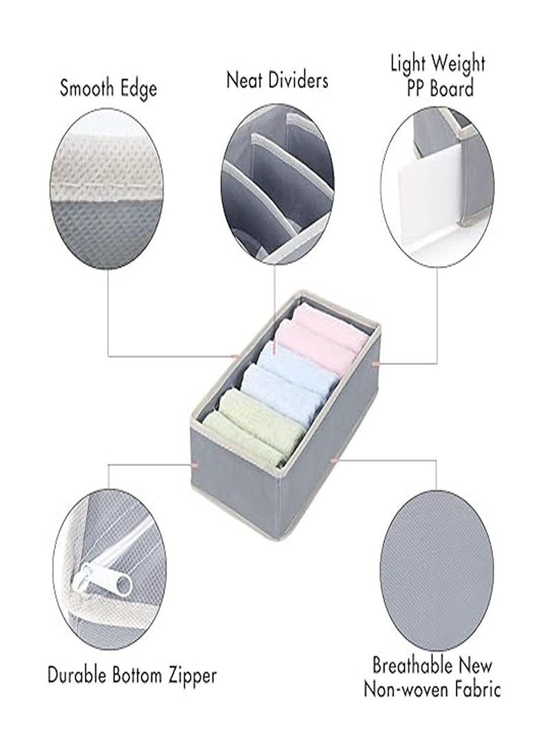 4 Pack Foldable Underwear and Bras Drawer Organizers, Fabric Closet Dresser Drawers Organizers Dividers, Clothing Storage Organizers Box for Lingerie, Panties, Socks, Briefs,Ties, Gray