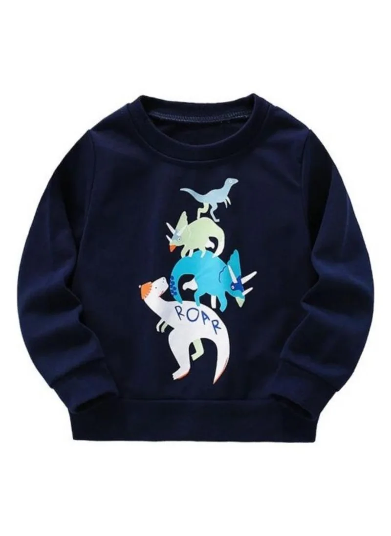 YUNIQEE Navy Blue Graphic Printed Round Neck T-shirt