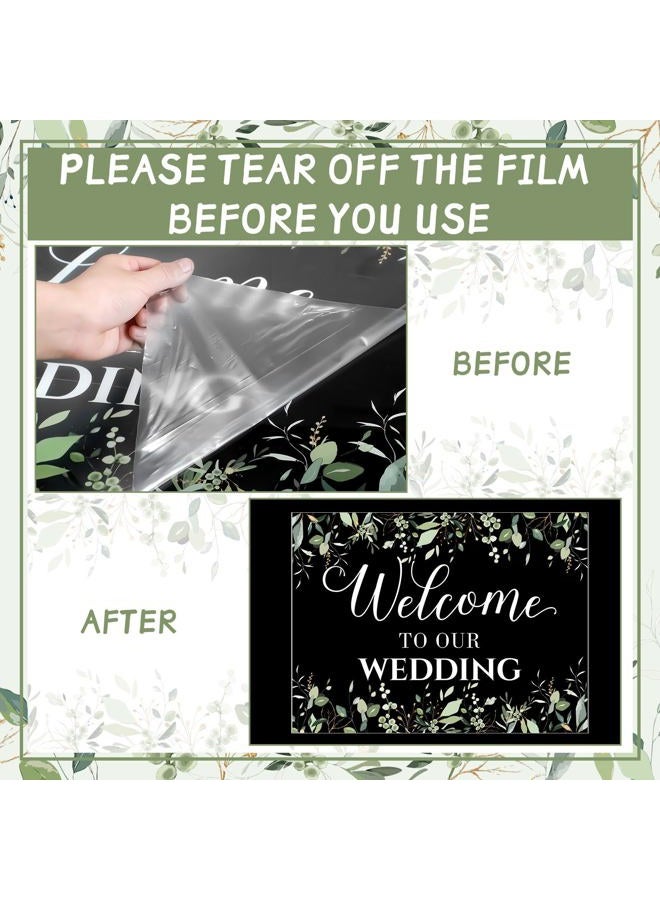 Seeloowy Welcome Wedding Sign - 24 x 18 Inch Acrylic Greenery Eucalyptus Sign for Wedding Reception, Ceremony, Lawn, Indoor - Image 3
