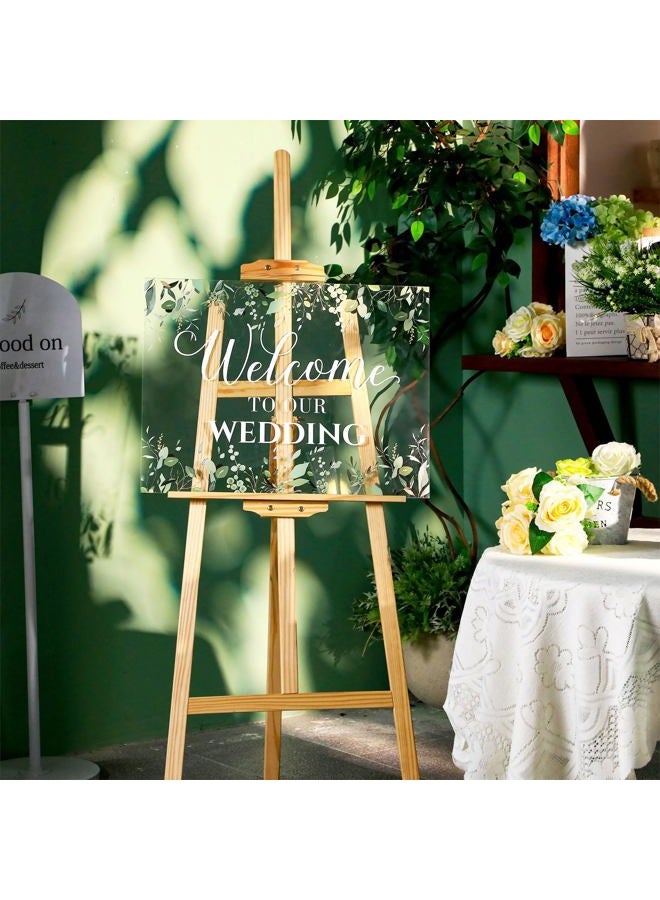 Seeloowy Welcome Wedding Sign - 24 x 18 Inch Acrylic Greenery Eucalyptus Sign for Wedding Reception, Ceremony, Lawn, Indoor - Image 2