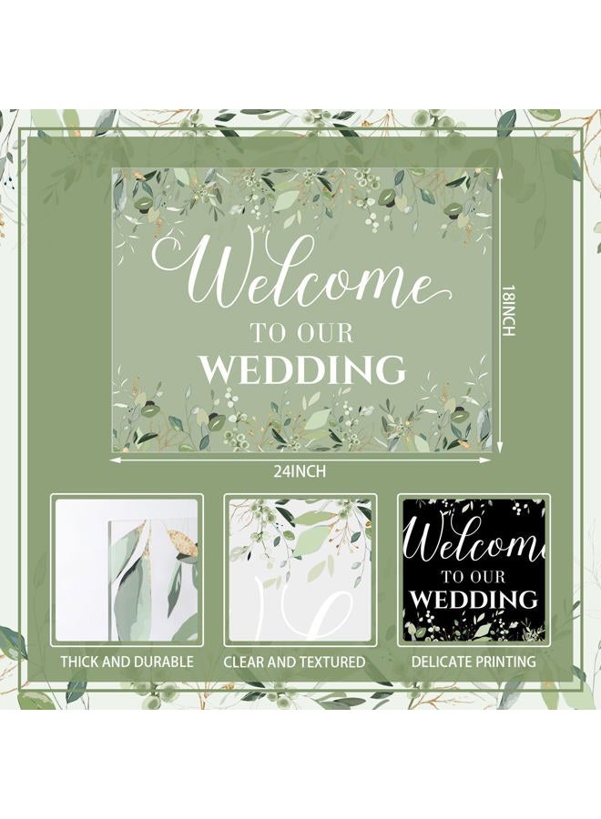 Seeloowy Welcome Wedding Sign - 24 x 18 Inch Acrylic Greenery Eucalyptus Sign for Wedding Reception, Ceremony, Lawn, Indoor - Image 4