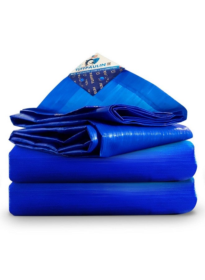 TUFFPAULIN Plastic 12Ft X 12Ft 120 Gsm Blue Tarpaulin Tirpal Tadpatri Tharpai Thadika, Extra Strong, Reinforced Eyelets, Uv Resistant, 100% Waterproof Virgin, 6 Layer Mlcl 3D Rib Technology-1 No. - Image 1