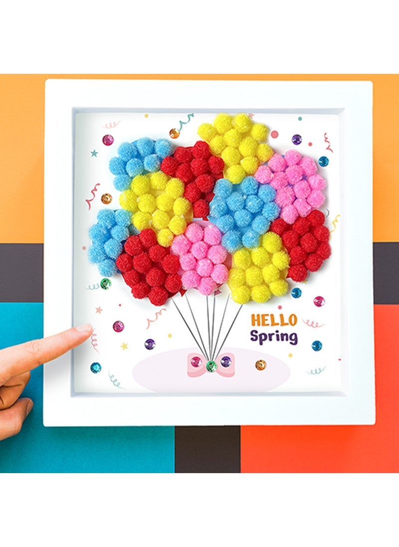 Fuzzy Pom-Pom Frame DIY Kit Balloon style 