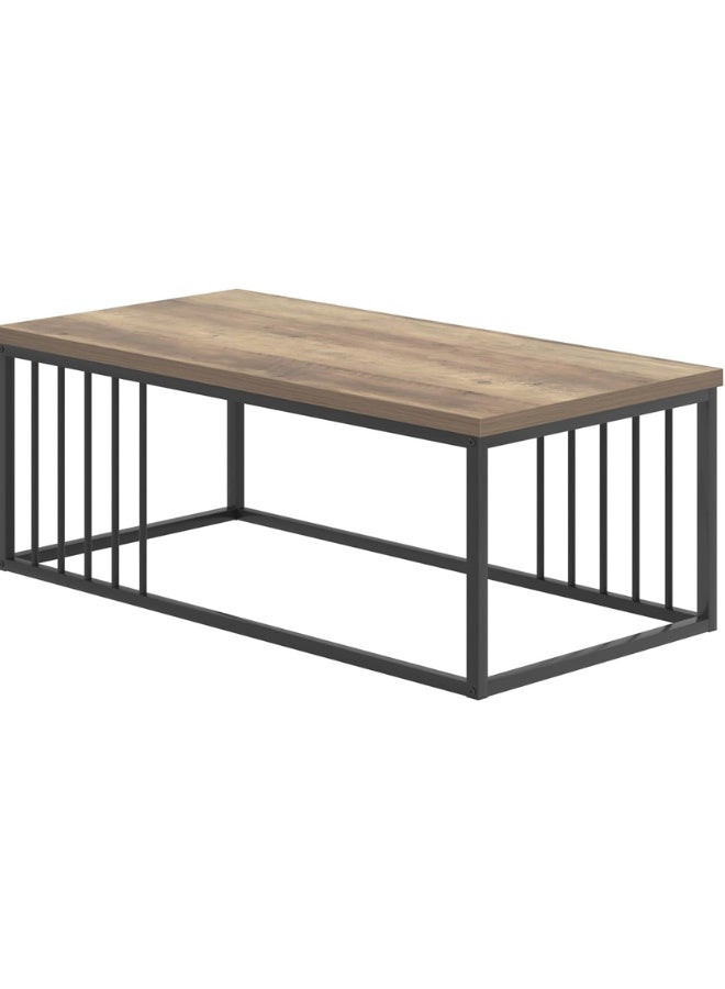 SULSHA Modern Minimalist Coffee Table, Large Rectangular Side Table, Coffee Table, Wooden Effect Tabletop, Sturdy Metal Legs, Suitable for Living Room Furniture - Image 5