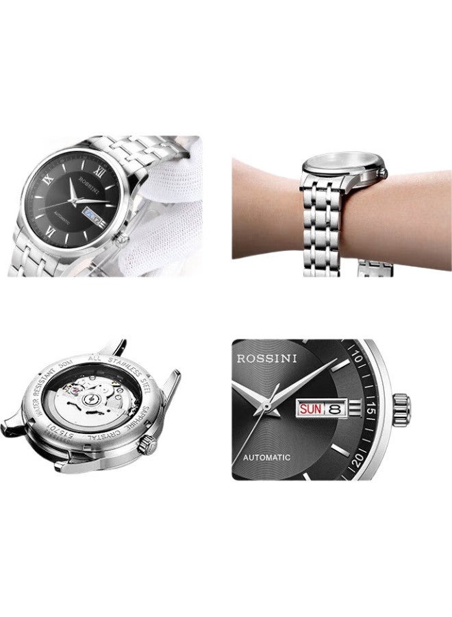 ROSSINI Men'S Watch, Mechanical Watch, Business Men'S Watch, Simple Men'S Watch, Waterproof, Black, 515701 - Image 1