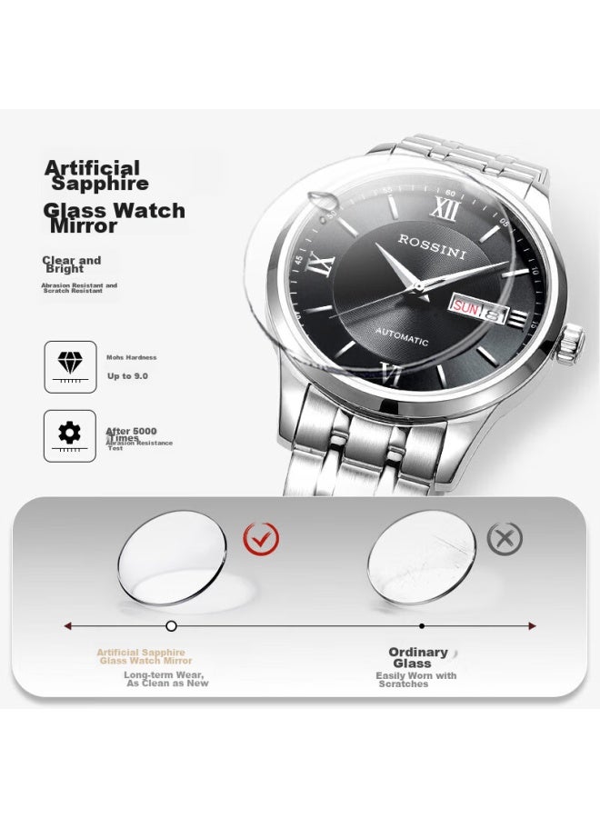 Rossini Men's Watch, Mechanical Watch, Business Men's Watch, Simple Men's Watch, Waterproof, Black, 515701 - Image 3