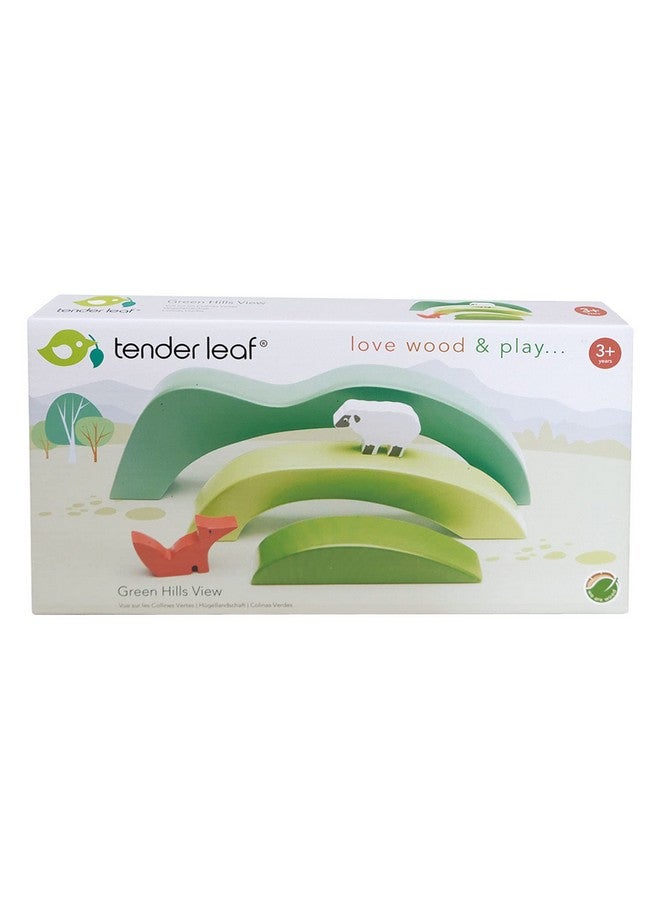 Tender Leaf Toys - Green Hills View - Wooden Stacking, Building Toy Stacker, Blocks - Open-Ended Toy Set With Green Hills View For Inspires Creative And Imaginative Roleplay - Age 3+ - Image 4