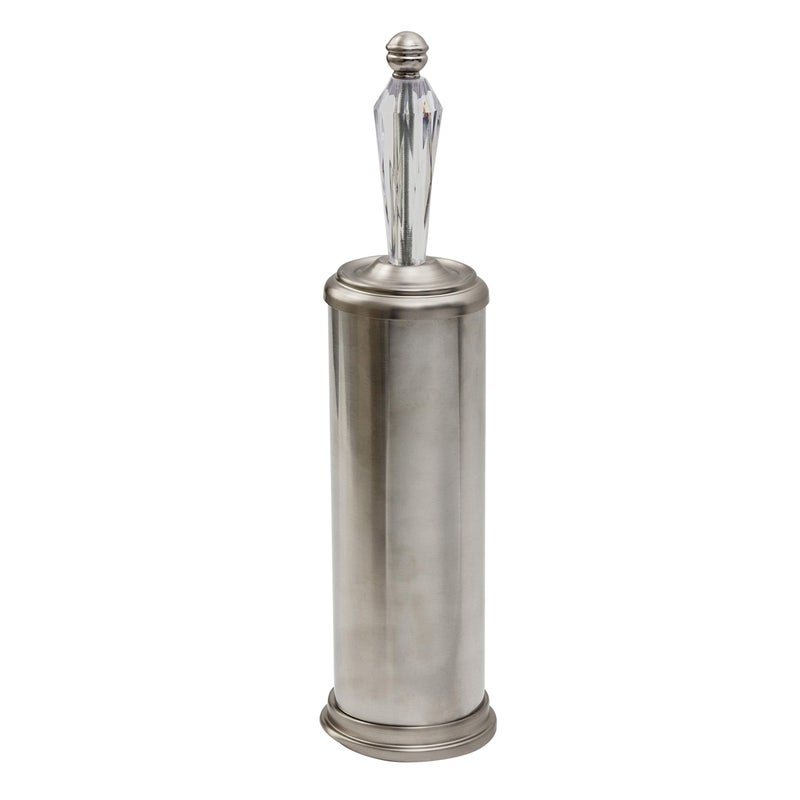 Splash Home Tammy Stainless Steel Toilet Brush with Holder Bowl Scrubber with Durable Cleaning Bristles Hidden Brush with Splash Protective Disc Design  Satin