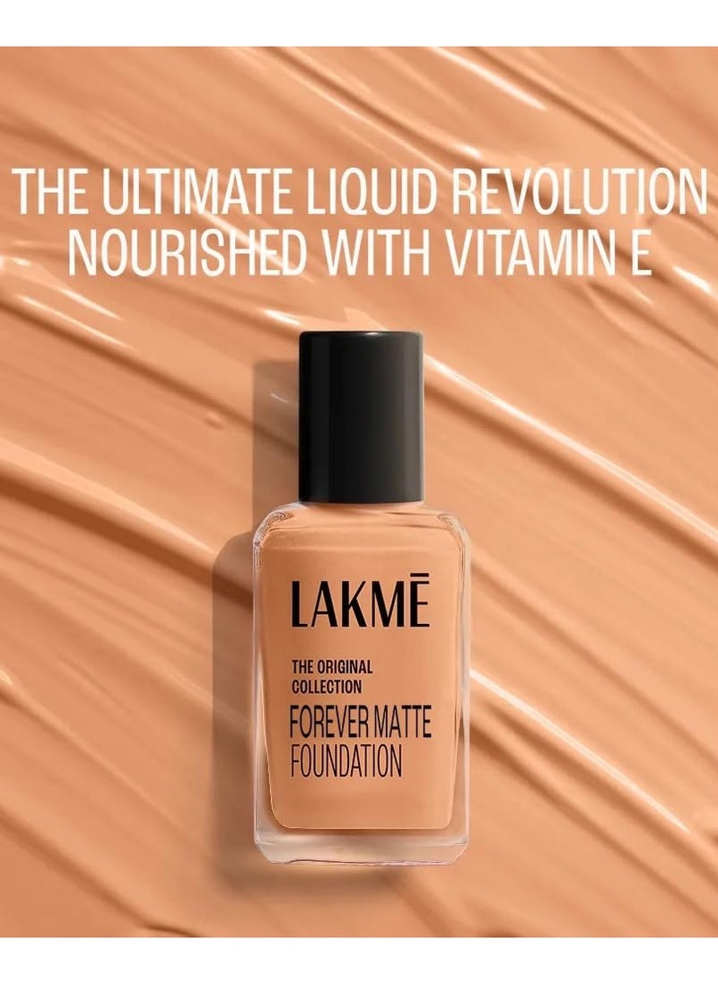LAKME - Forever Matte Radiant Liquid Full Coverage Foundation Vit E, Water-Resist, Natural Shell, 27 ml - Image 1