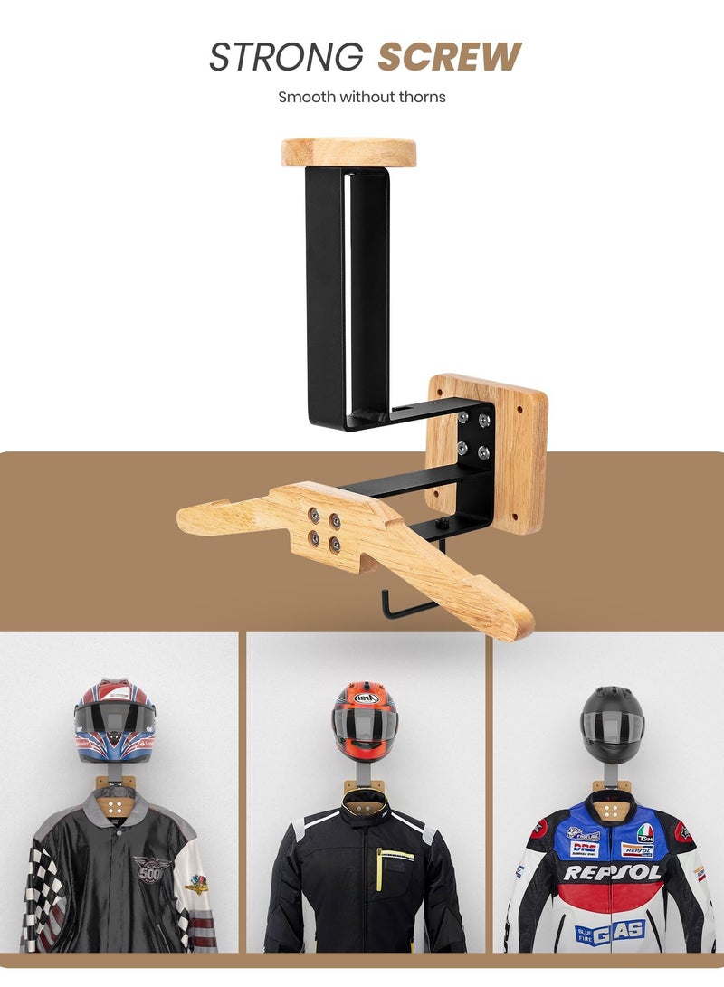Generic Helmet Hanger Motorcycle Helmet Rack Wall Mount Helmet Display Hanger for Motorcycle Bike Coats, Caps, Baseballs and Rugby Helmet(Wooden*1)  - Image 3