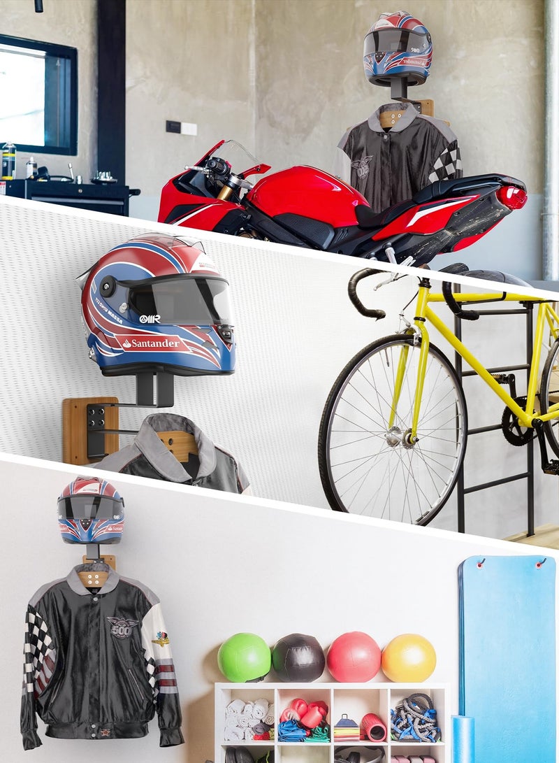Generic Helmet Hanger Motorcycle Helmet Rack Wall Mount Helmet Display Hanger for Motorcycle Bike Coats, Caps, Baseballs and Rugby Helmet(Wooden*1)  - Image 4