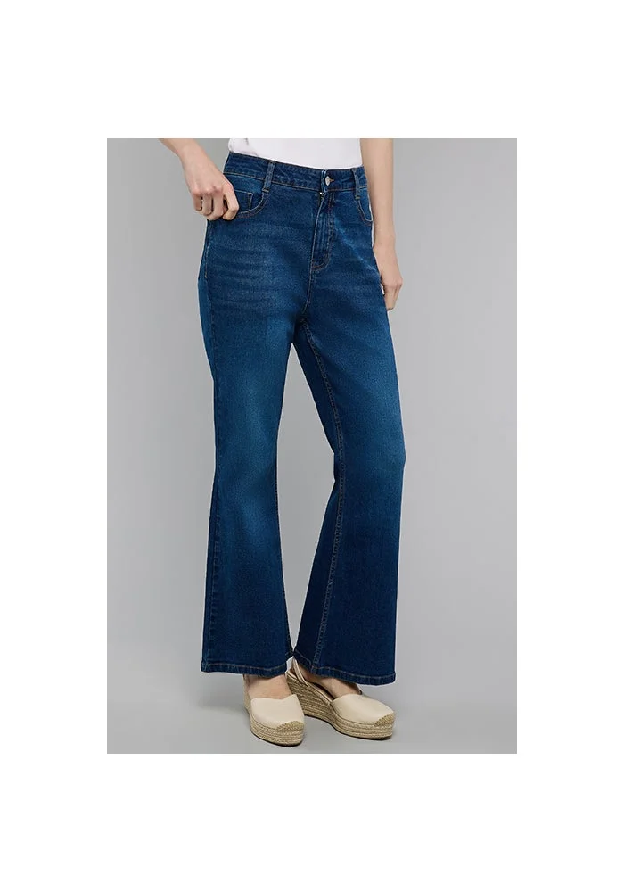 R&b  Washed Flared Jeans with Button Closure for Women | Best Price UAE