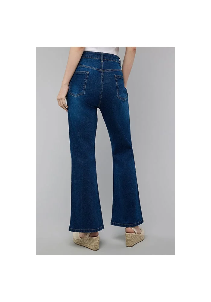 R&b  Washed Flared Jeans with Button Closure for Women | Best Price UAE