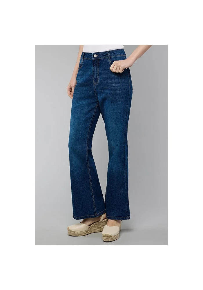 R&b  Washed Flared Jeans with Button Closure for Women | Best Price UAE