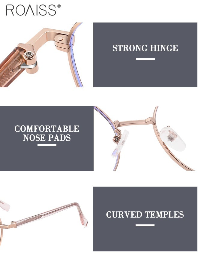 roaiss Blue Light Blocking Glasses Anti Blue Light Computer Reading Gaming TV Phones Round Eyeglasses Fashion Anti Eyestrain Headache Eyewear for Men Women Black Rose Gold 52mm - Image 5