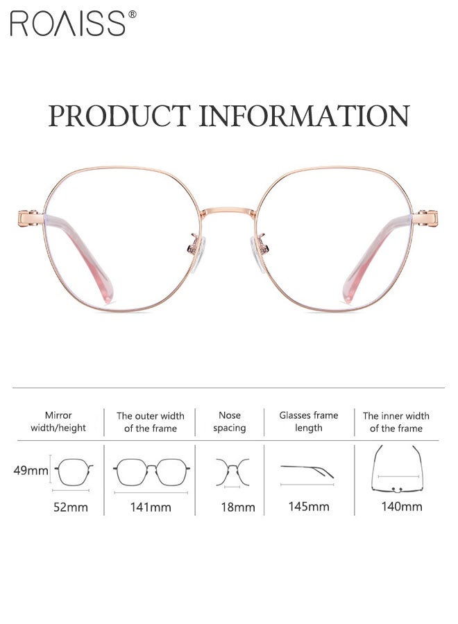 roaiss Blue Light Blocking Glasses Anti Blue Light Computer Reading Gaming TV Phones Round Eyeglasses Fashion Anti Eyestrain Headache Eyewear for Men Women Black Rose Gold 52mm - Image 3