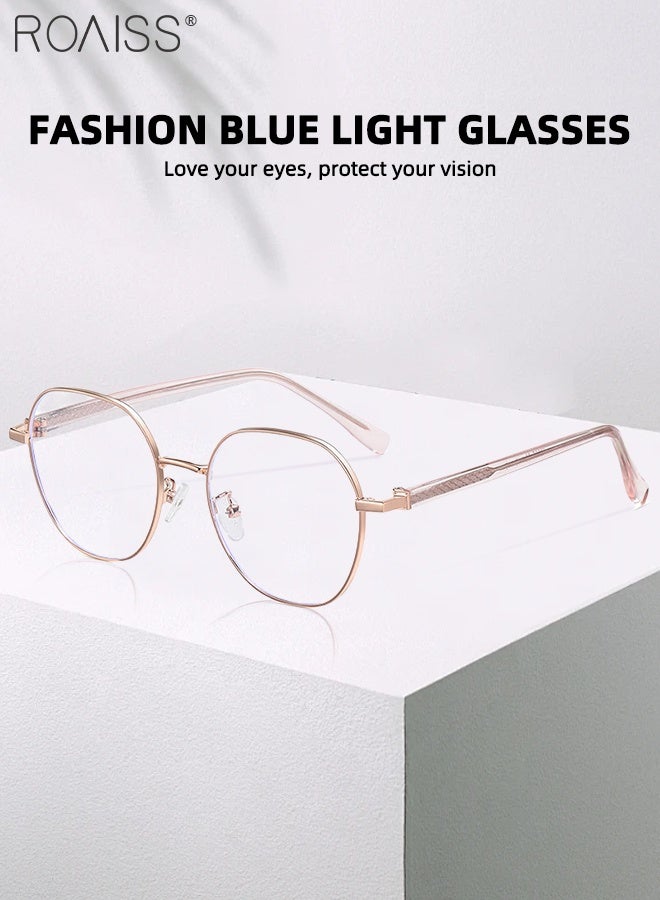 roaiss Blue Light Blocking Glasses Anti Blue Light Computer Reading Gaming TV Phones Round Eyeglasses Fashion Anti Eyestrain Headache Eyewear for Men Women Black Rose Gold 52mm - Image 4