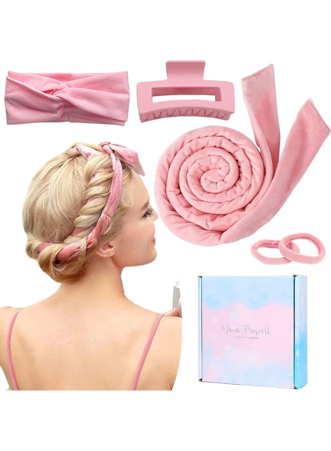 JUMEI Heatless Curling Headband Set – Overnight Soft Hair Curler for Natural Waves, No Damage, Easy Sleep Styling with Clip & Scrunchies - Image 1
