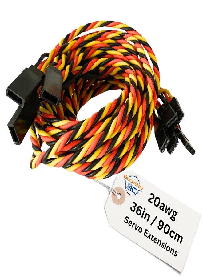 BackBay R/C BackBayRC - 20awg Twisted Servo Extension Cable - 100 Strands for RC Vehicles, Drones, E-Bikes - 6 Lengths / 5 Wires per Pack (90CM / 36in / 3ft) - Image 1