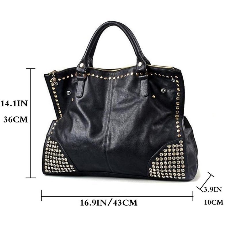 FiveloveTwo Fivelove Women Top Handle Shoulder Bag Personality Rivet Satchel Tote Middle Size Handbag Purse Bag (Rivet) - Image 3