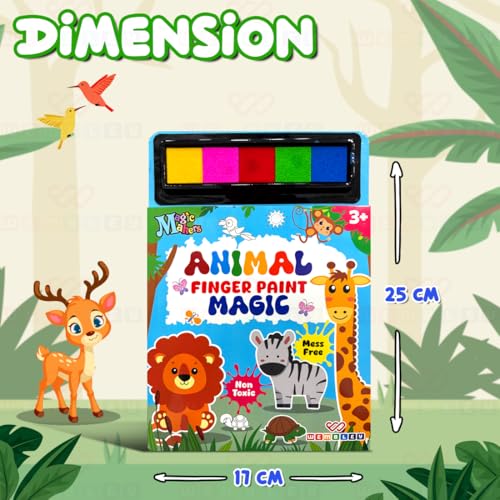 Wembley Animal Finger Painting & Coloring Art Book with 5 Finger Paint Ink Thumbprint Art & Craft for Boys & Girls Age 3 4 5 6 + Years Non-Toxic Mess-Free Washable Colors Ideal for Birthday Gift - Image 4