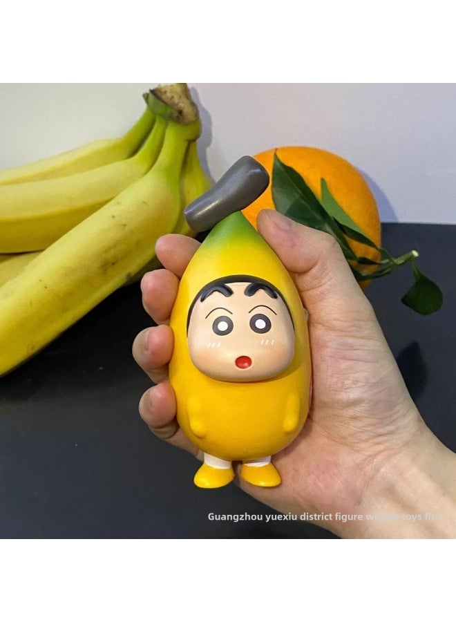 Crayon Shin Chao Play Cute Funny Fruit Series Apple Banana Orange Litchi Pear Cherry Hand-made-Color:Banana Small New  - Image 1