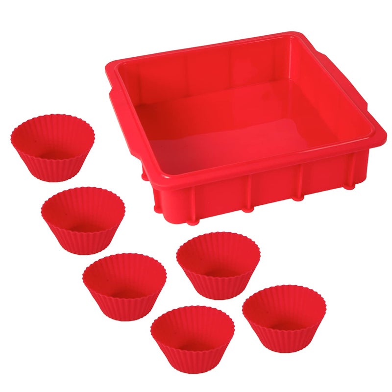 NuWave Silicone Baking Kit with 8x8inch Baking Pan  Reusable Cupcake Liners