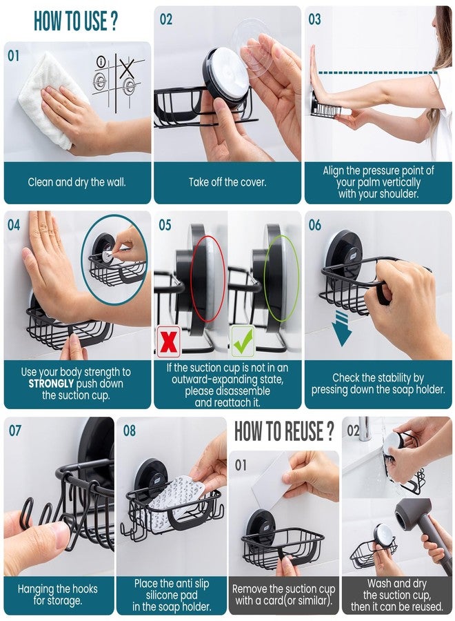 TAILI Soap Holder Soap Dish for Shower, Suction Cup Soap Holder for Shower Wall, Bathroom Accessories, Removable Strong Hold Soap Saver, Drill Free - Image 4