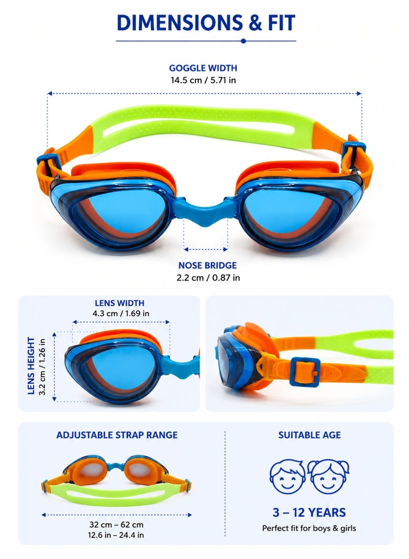 Rich Life Kids Swimming Goggles with Anti-Fog UV Protection, Leakproof & Adjustable for Boys & Girls - Image 3