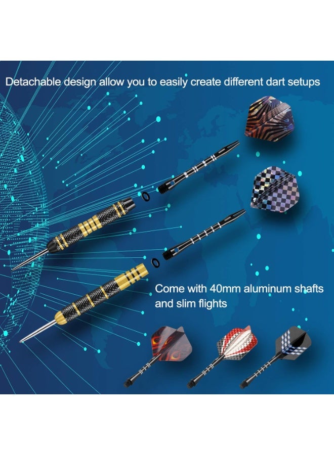 LANNEY Darts Metal Tip Set, 20 Grams and 24 Grams Steel Tip Darts Set, Professional Metal Tipped Accessories with Sharpener Tool Kit, Aluminum Shafts, Brass Barrels, Carrying Case, Extra Flights - Image 4