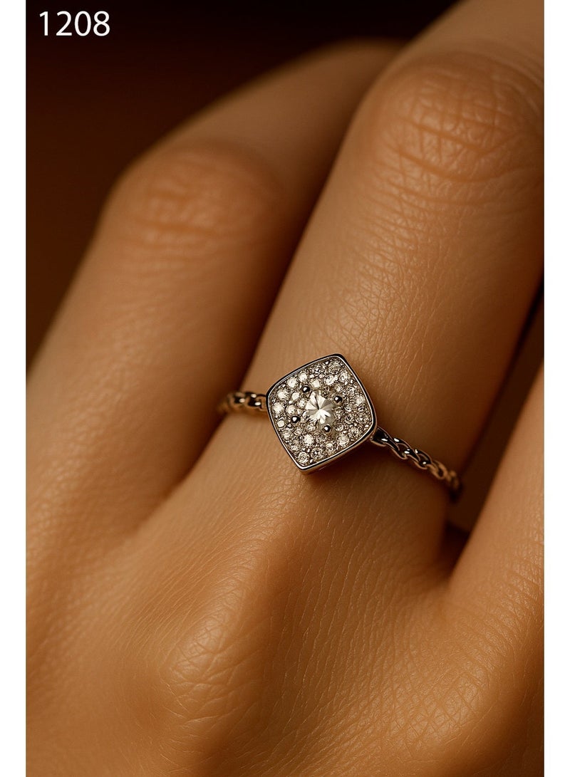 ثري دايموندز بندل 4 خواتم مطلية بلاتين وروديم بفصوص زركون لامعة – طقم راقي ومميز للستات بستايل ناعم - Image 4