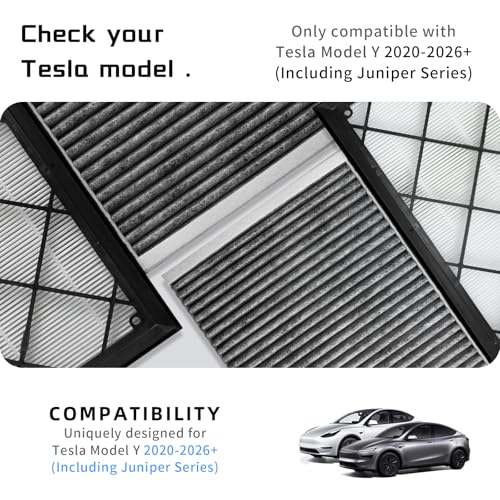CYBERBEANS (4 Pack) HEPA Carbon Air Filter Kit Compatible with Tesla Model Y, Carbin Air Conditional Replacement with External Intake Activated Carbon 2020-2024/2025/2026 Juniper Accessories - Image 2