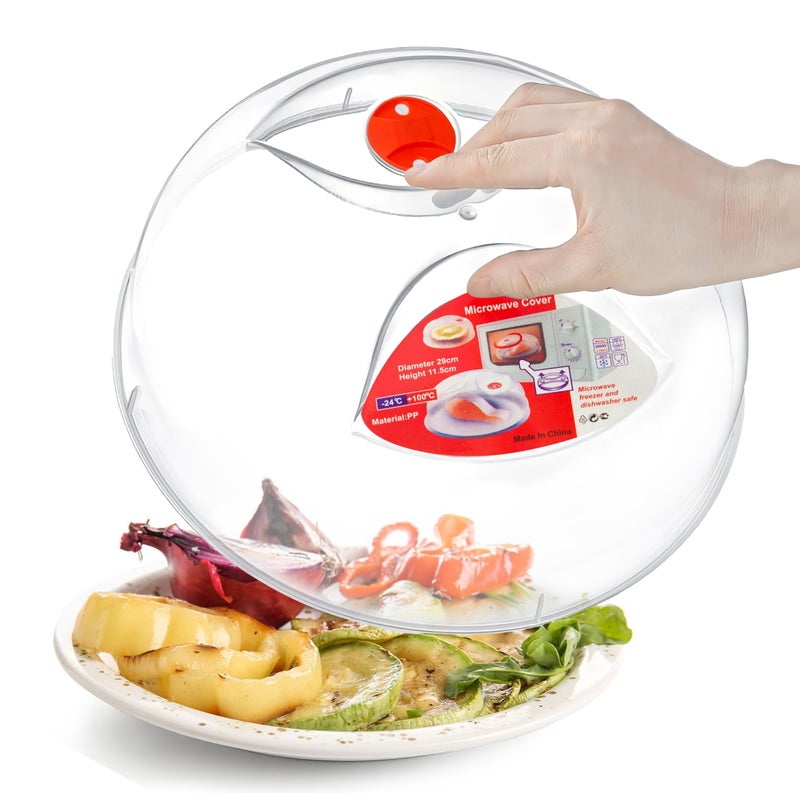 Layron Microwave Plate Cover clearï¼Å’Easy Grip large microwave Plate Splatter Guard Lid With Steam Vent Microwave Food Cover, BPA Free & 11.5 Inch, Dishwasher Safe-with anti-scalding silicone hand clip - Image 1