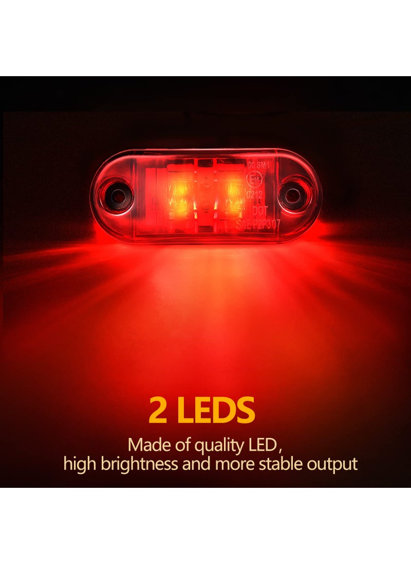 Tallew Tallew 20 Pieces 2.5 Inch 2 Diode Trailer Marker Lights Waterproof LED Trailer Side Marker Light Oval Trailer Running Lights for Truck RV Exterior Marker Lights Surface Mount Accessories (Amber, Red)  - Image 3