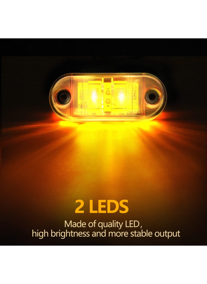Tallew Tallew 20 Pieces 2.5 Inch 2 Diode Trailer Marker Lights Waterproof LED Trailer Side Marker Light Oval Trailer Running Lights for Truck RV Exterior Marker Lights Surface Mount Accessories (Amber, Red)  - Image 4