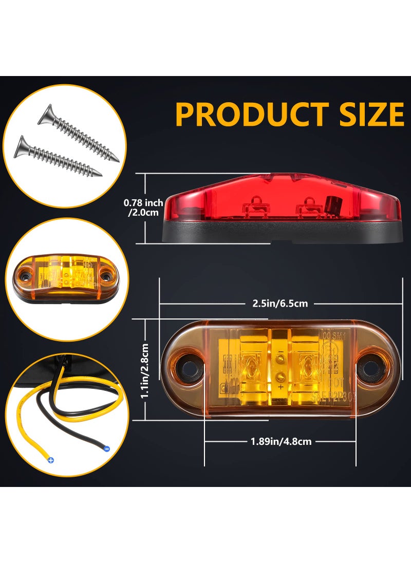 Tallew Tallew 20 Pieces 2.5 Inch 2 Diode Trailer Marker Lights Waterproof LED Trailer Side Marker Light Oval Trailer Running Lights for Truck RV Exterior Marker Lights Surface Mount Accessories (Amber, Red)  - Image 2