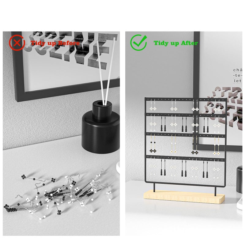 Julysky Earring Holder Organizer, Earring Stand, 4 Layers, Black - Image 4